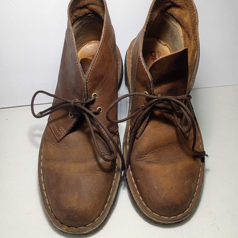 Clarks Men's Leather Chukka Boots Monahan Chukka Beeswax Leather Size 7.5 - Picture 2 of 7